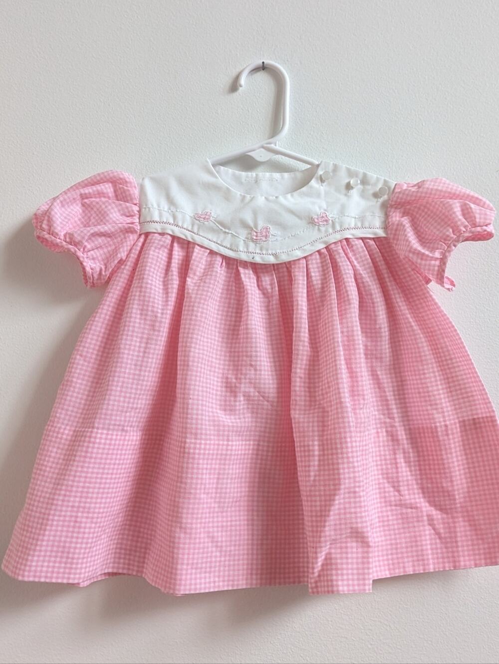 Vtg Dress 9m Pink Gingham Duck Classic Cottagecore